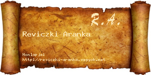 Reviczki Aranka névjegykártya